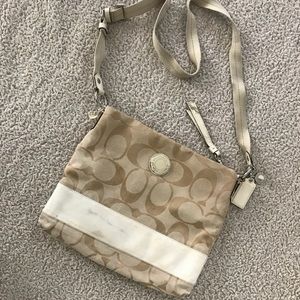 coach canvas signature cross body tote